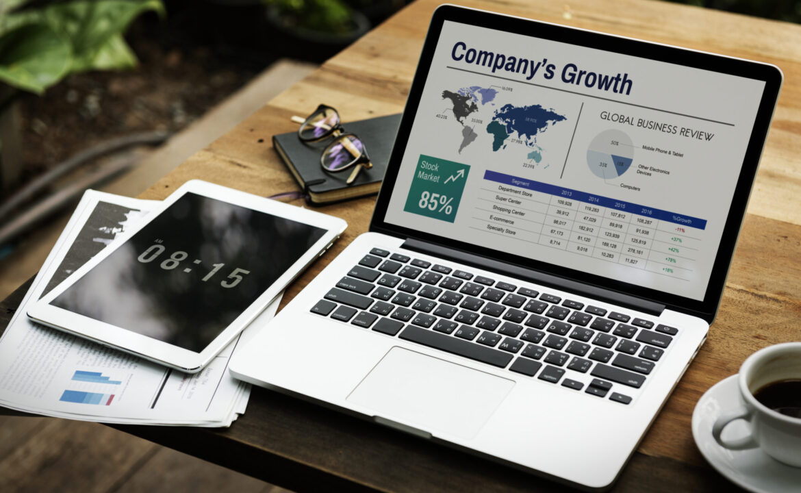 Digital Laptop Working Global Business Concept