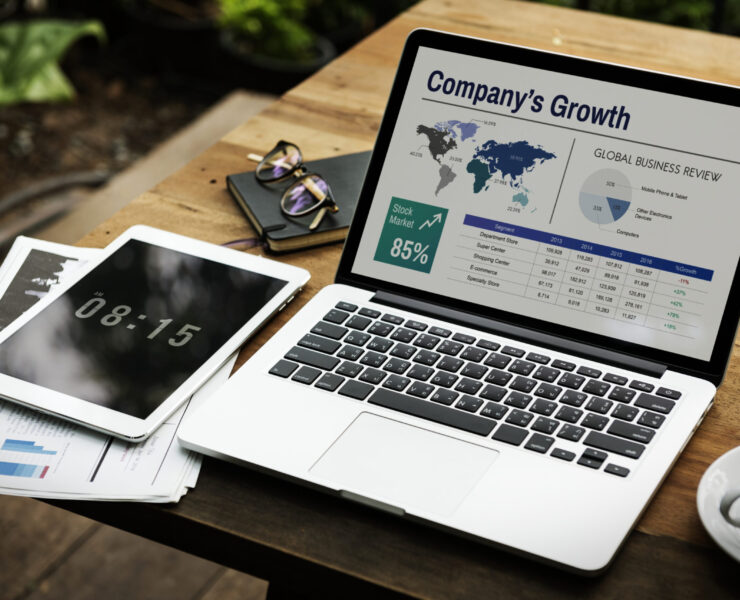 Digital Laptop Working Global Business Concept