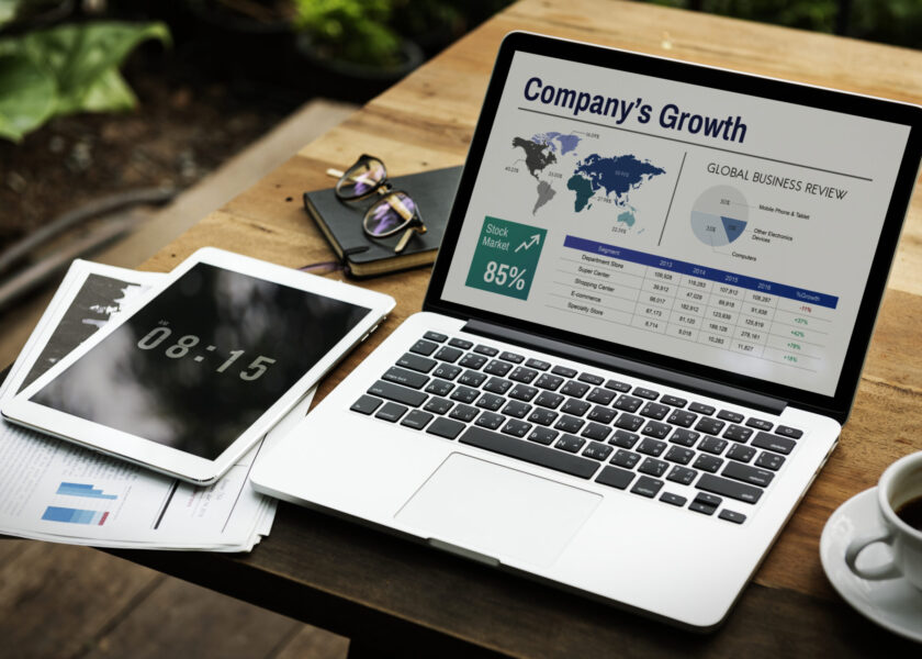 Digital Laptop Working Global Business Concept